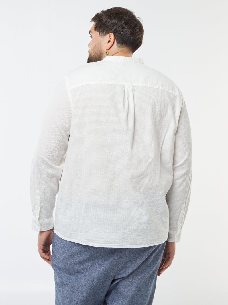 Camiseta con cuello panadero tejido tipo crespón Blanco - Kiabi