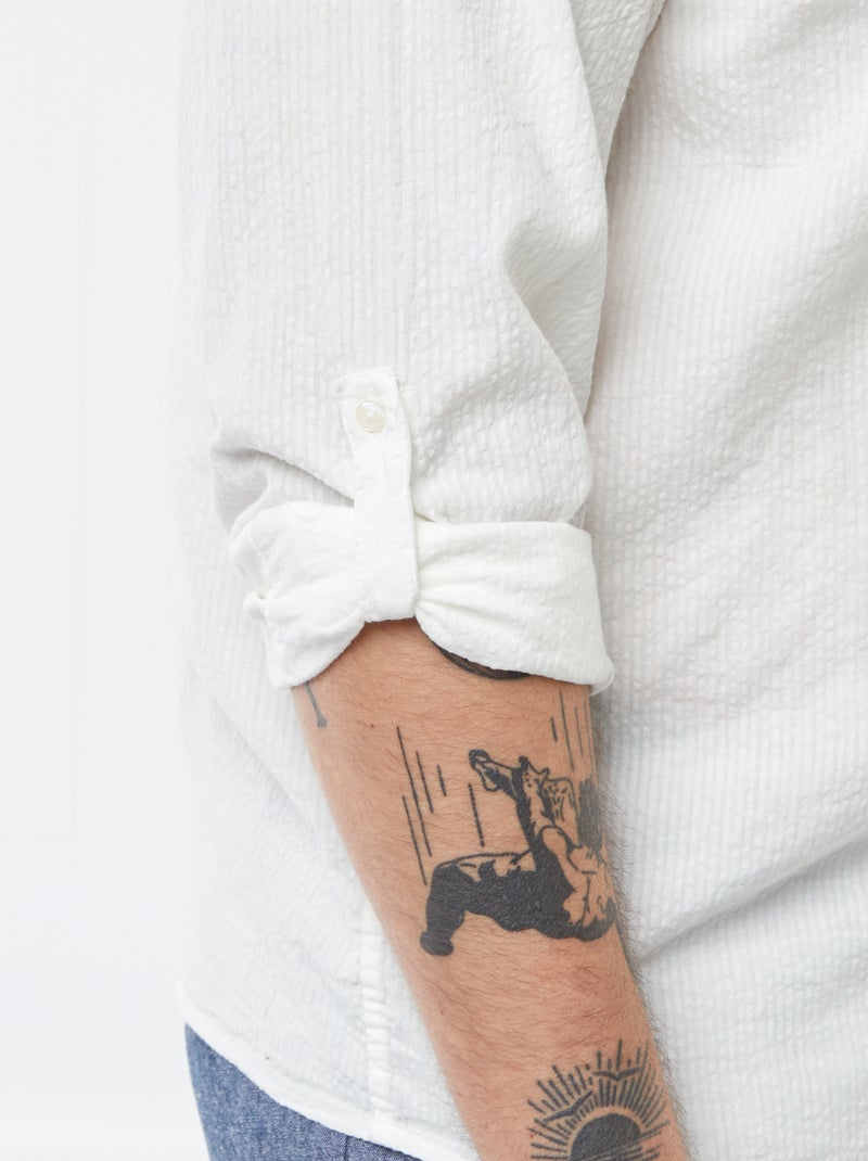 Camiseta con cuello panadero tejido tipo crespón Blanco - Kiabi