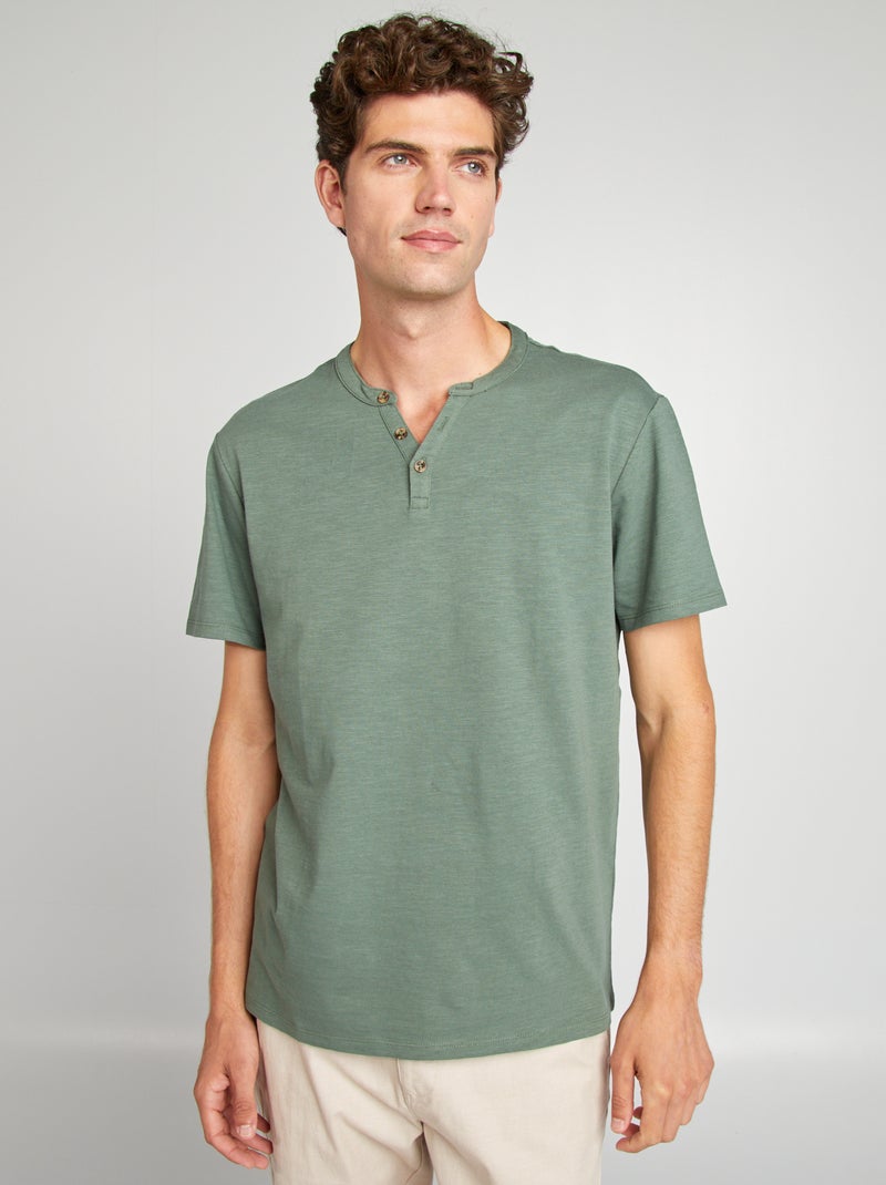 Camiseta con cuello panadero VERDE - Kiabi