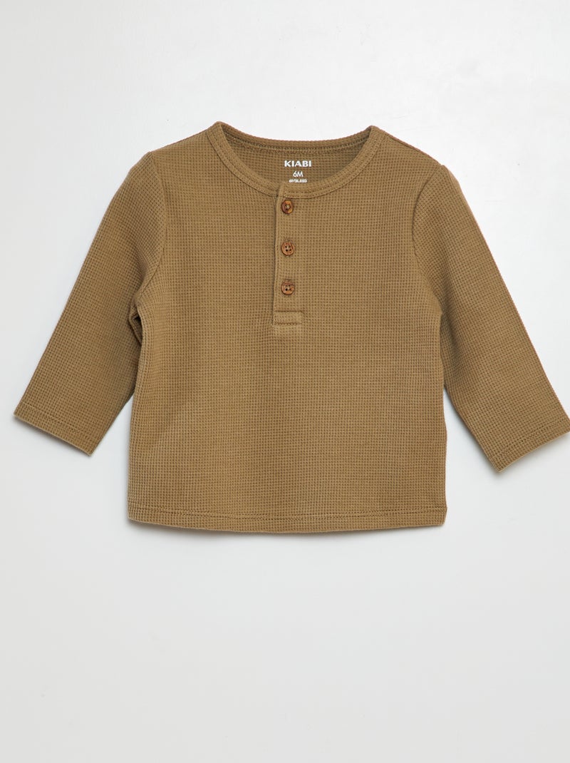 Camiseta con cuello panadero VERDE - Kiabi