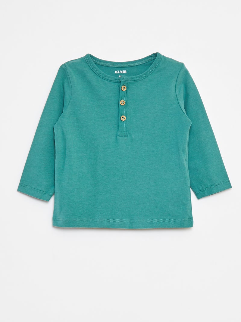 Camiseta con cuello panadero Verde - Kiabi