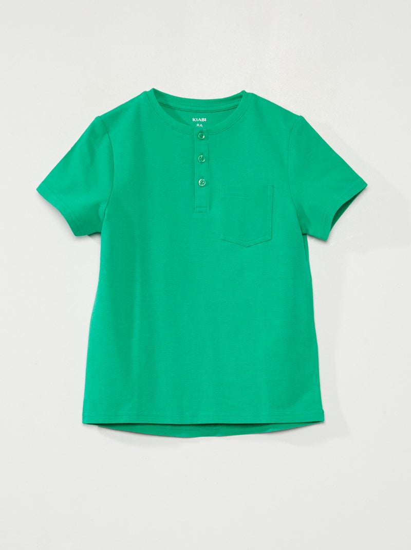 Camiseta con cuello panadero VERDE - Kiabi