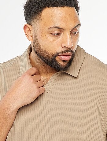 Camiseta con cuello polo de punto de canalé