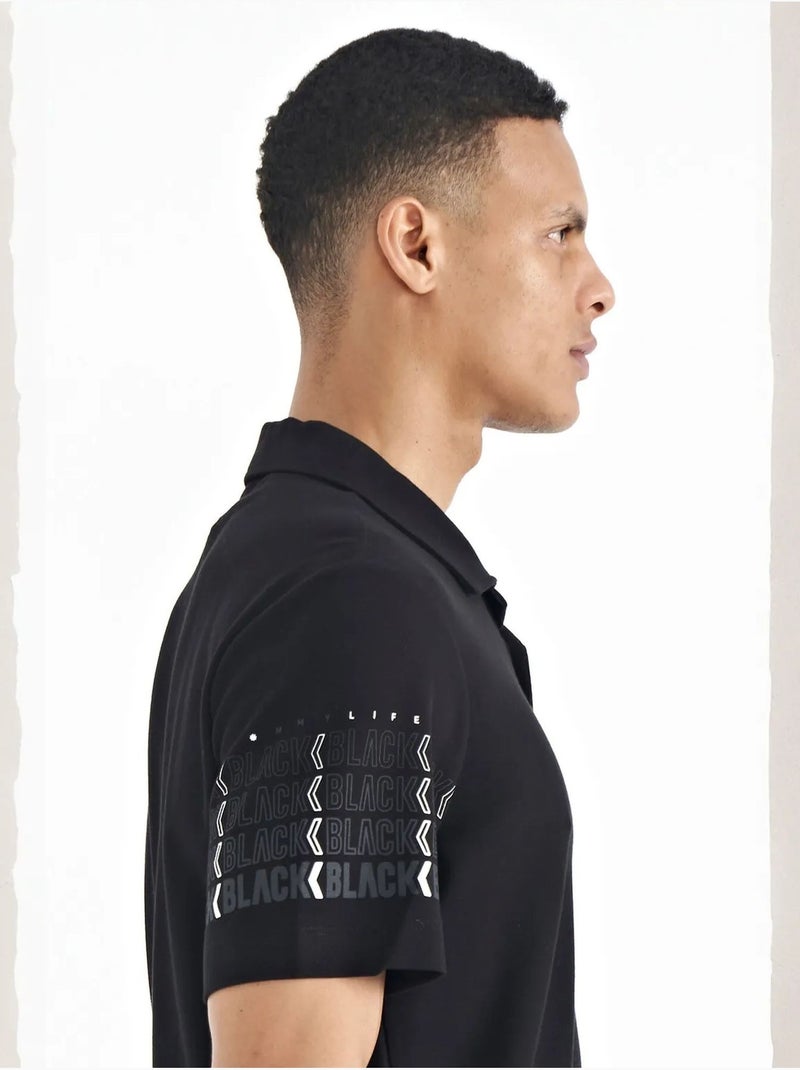 Camiseta con cuello polo estampada tommy Negro - Kiabi