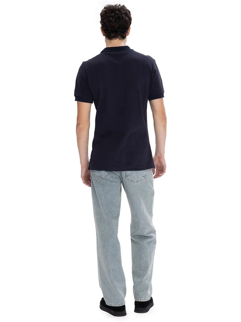 Camiseta con cuello polo y botones giesto Azul marino - Kiabi
