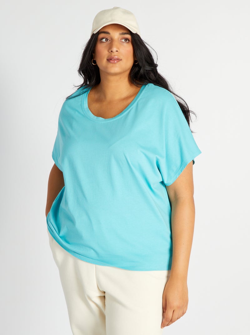 Camiseta con cuello redondo AZUL - Kiabi