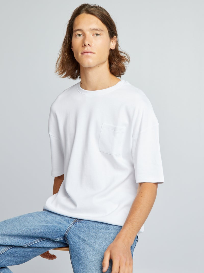 Camiseta con cuello redondo Blanco - Kiabi