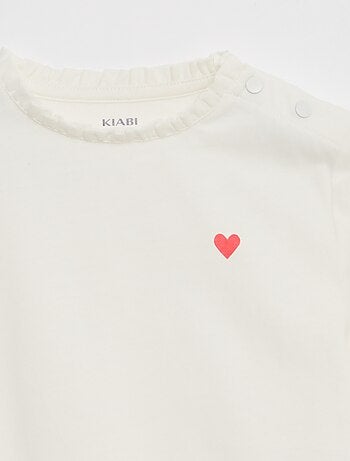 Camiseta con cuello redondo con volantes - Fácil de Poner