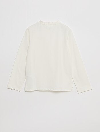 Camiseta con cuello redondo con volantes - Fácil de Poner