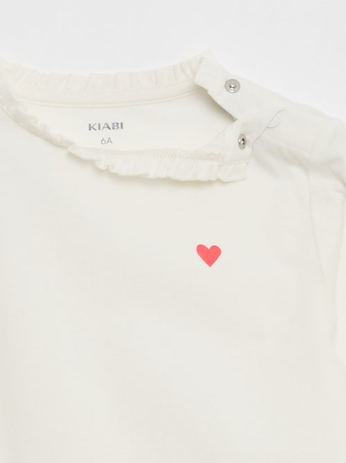 Camiseta con cuello redondo con volantes - So Easy - Kiabi