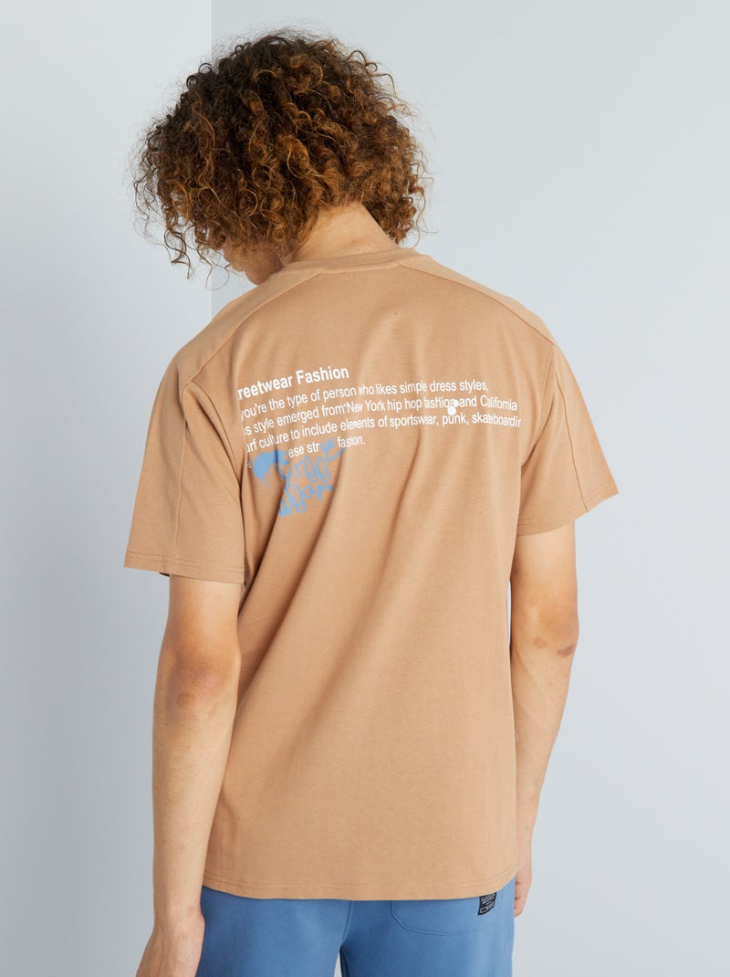 Camiseta con cuello redondo 'Streetwear' BEIGE - Kiabi