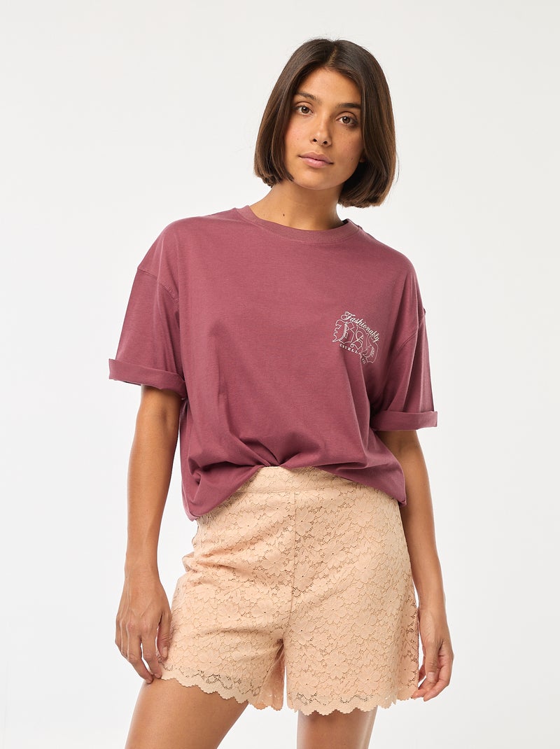 Camiseta con cuello redondo 'Villanos' 'Disney' Rosa - Kiabi
