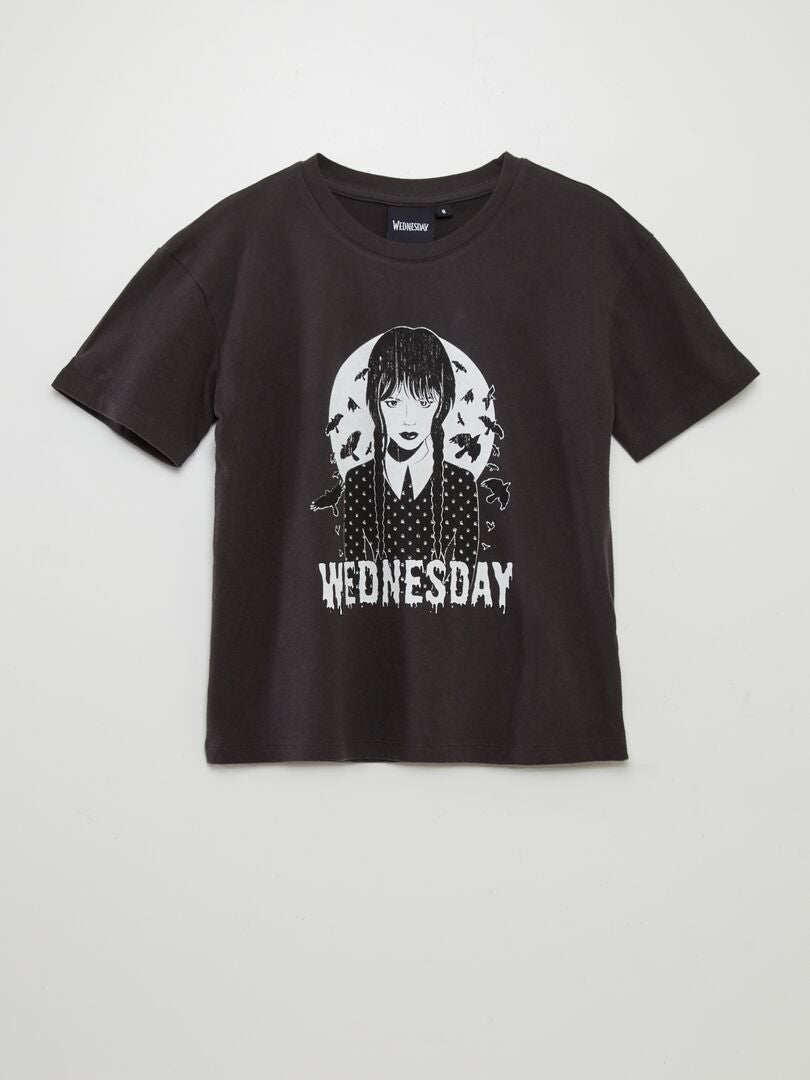 Camiseta con cuello redondo 'Wednesday' Gris - Kiabi