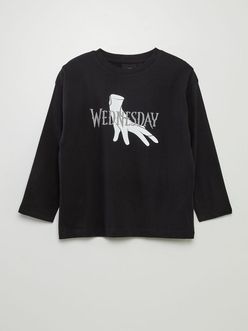 Camiseta con cuello redondo 'Wednesday' negro - Kiabi