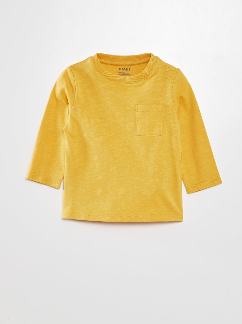 Camiseta con cuello redondo y bolsillo AMARILLO - Kiabi