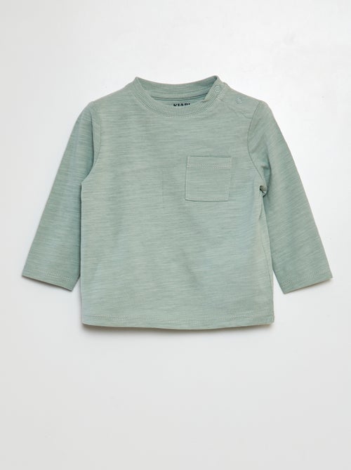 Camiseta con cuello redondo y bolsillo - Kiabi