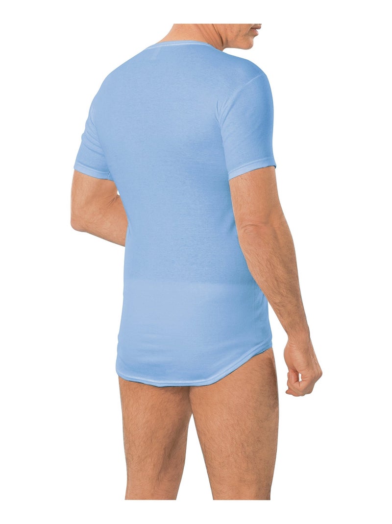 Camiseta con cuello redondo y espalda cubierta - pack de 2 Celeste - Kiabi