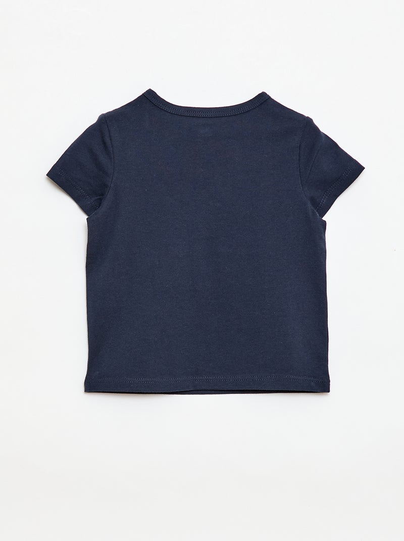 Camiseta con cuello tunecino abotonado Azul - Kiabi