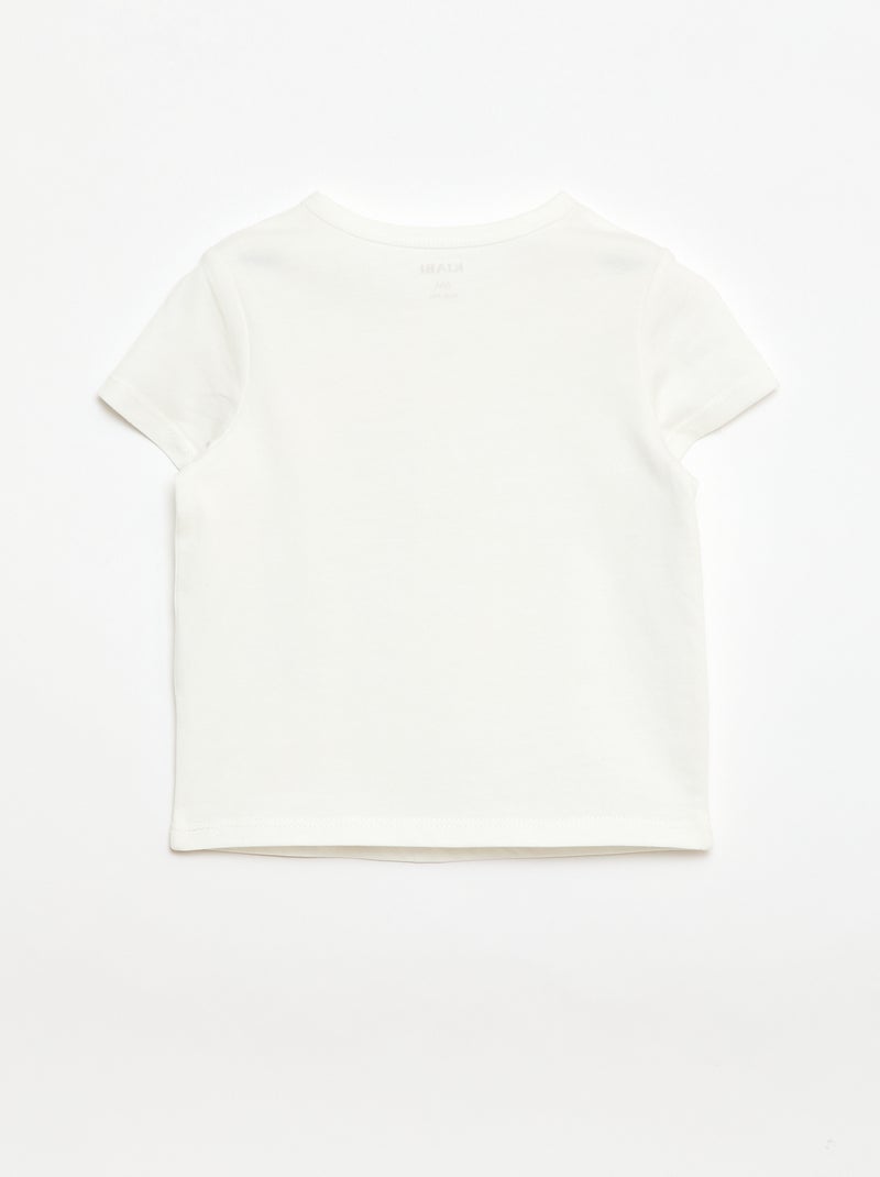 Camiseta con cuello tunecino abotonado Blanco - Kiabi