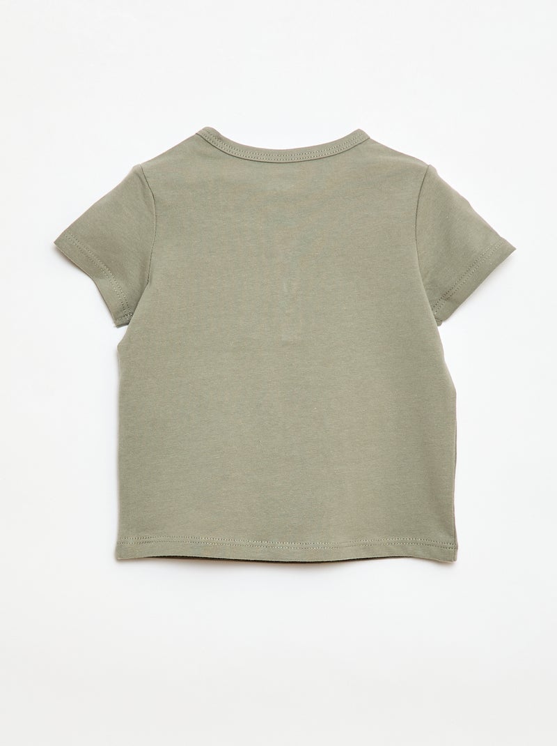 Camiseta con cuello tunecino abotonado Verde - Kiabi