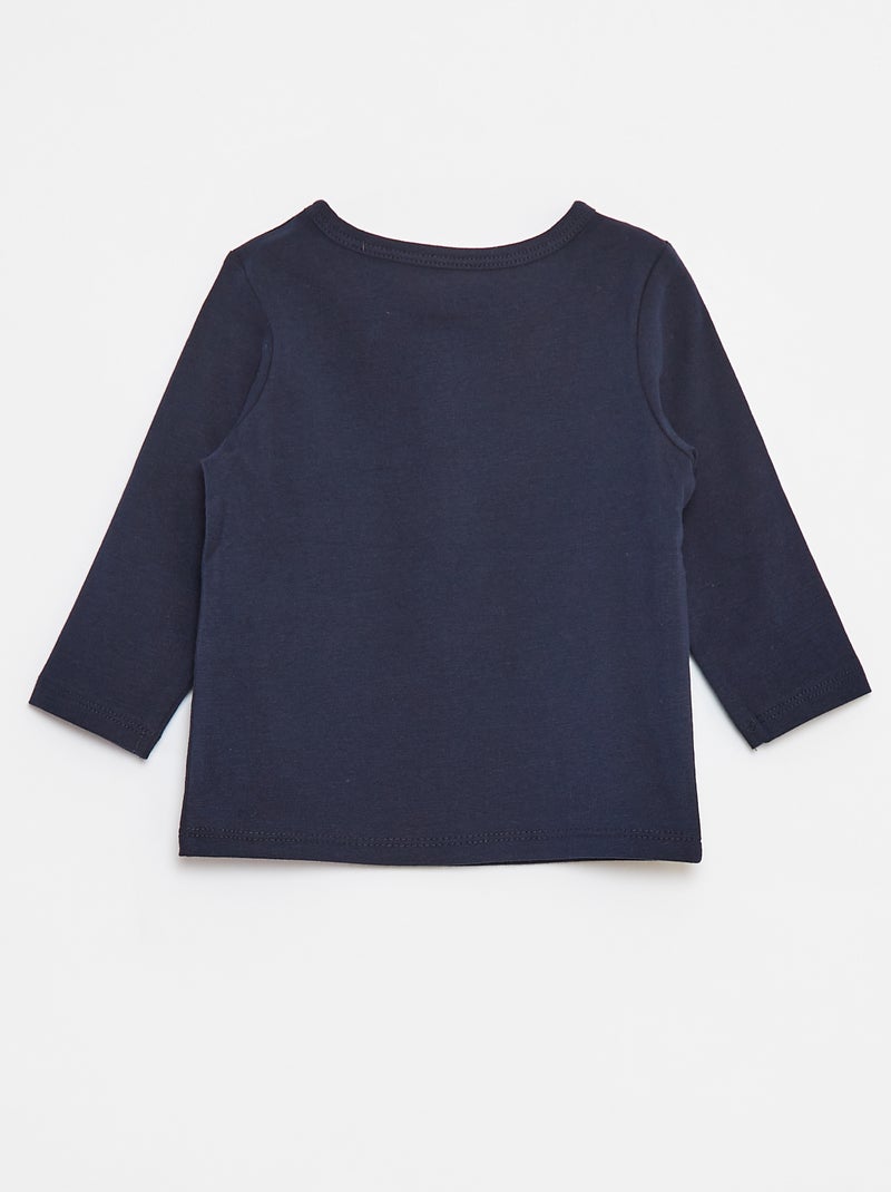 Camiseta con cuello tunecino azul - Kiabi