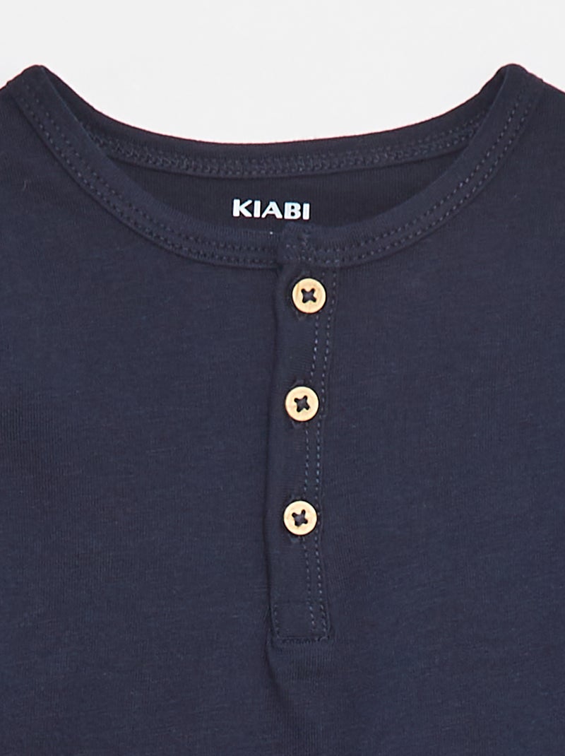 Camiseta con cuello tunecino azul - Kiabi