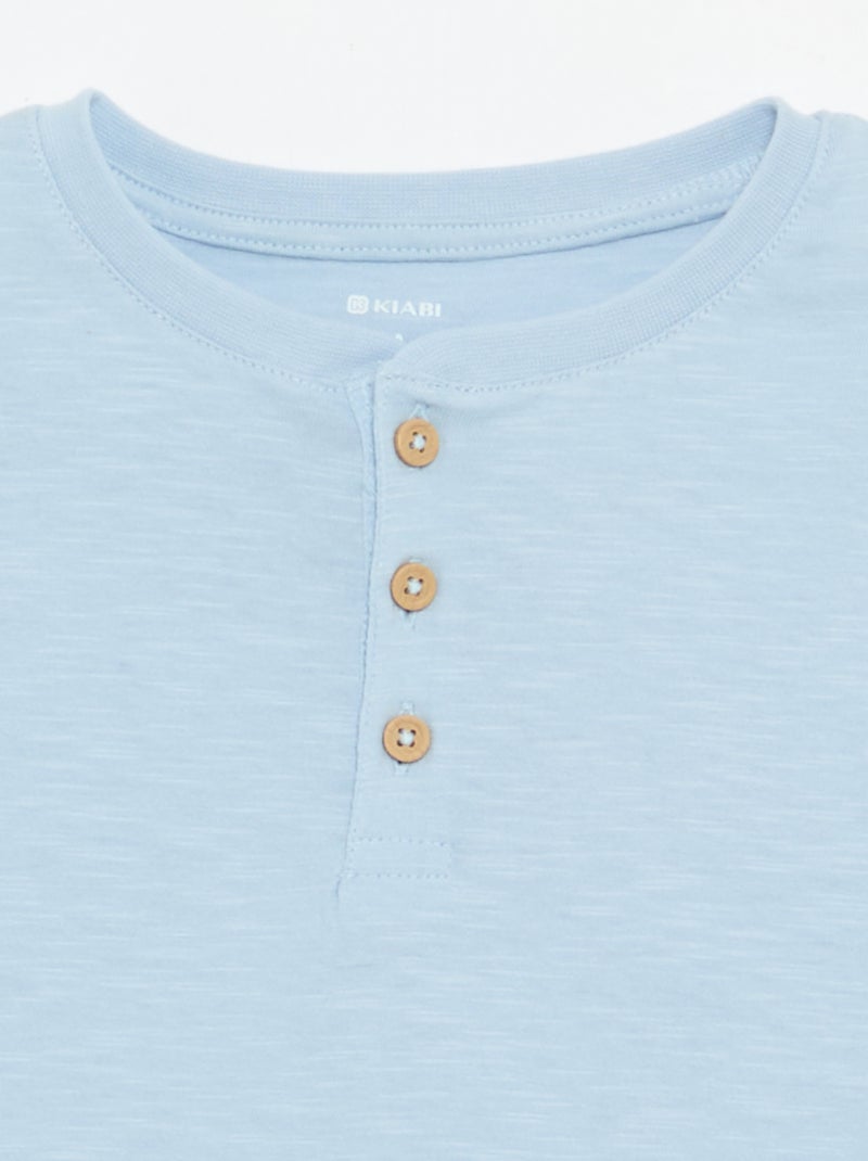 Camiseta con cuello tunecino Azul - Kiabi