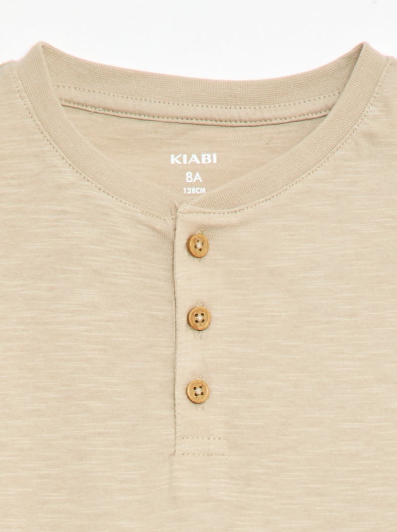 Camiseta con cuello tunecino Beige - Kiabi