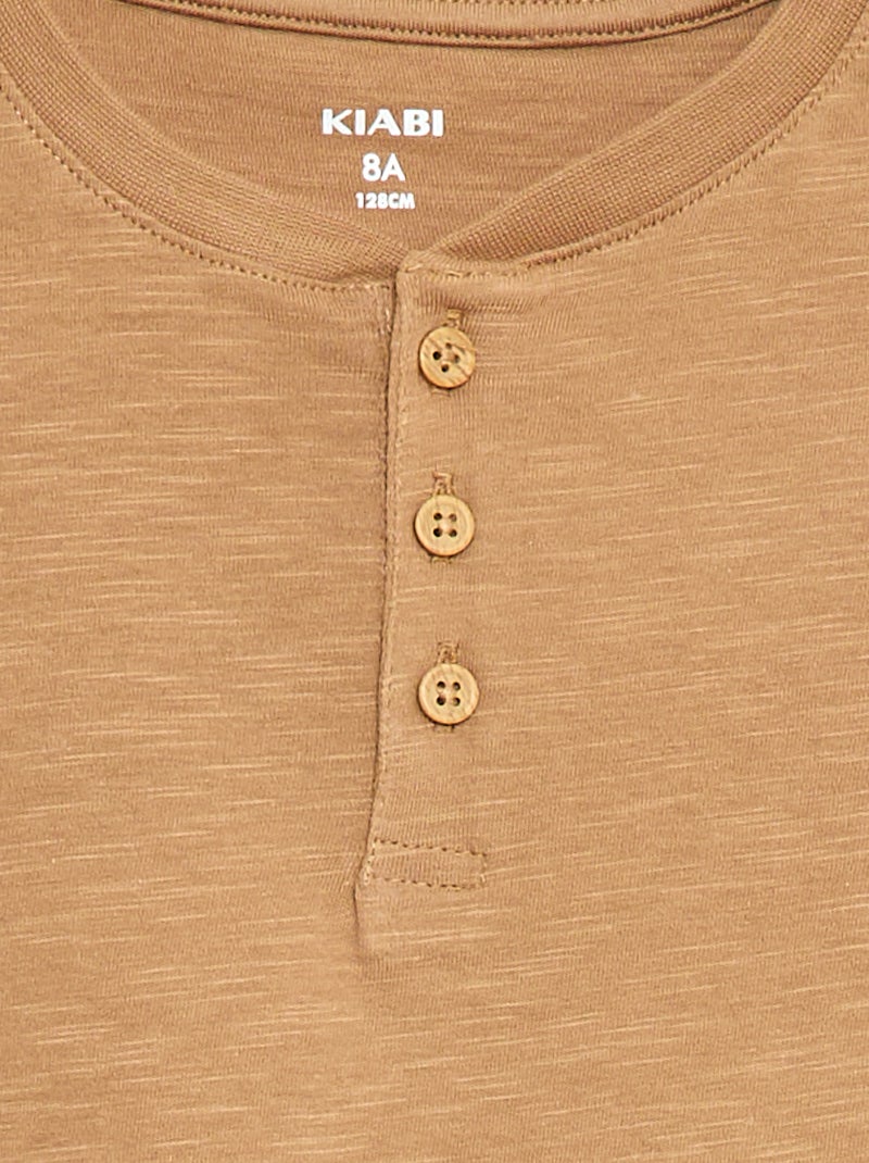 Camiseta con cuello tunecino Beige - Kiabi