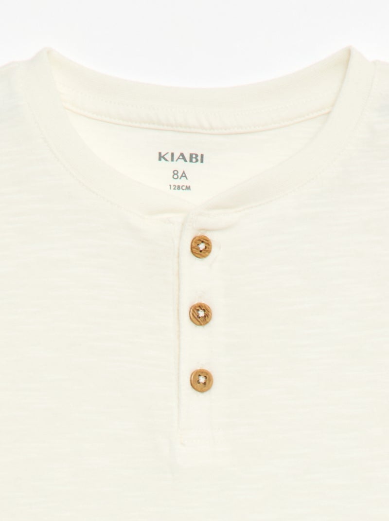 Camiseta con cuello tunecino Blanco - Kiabi