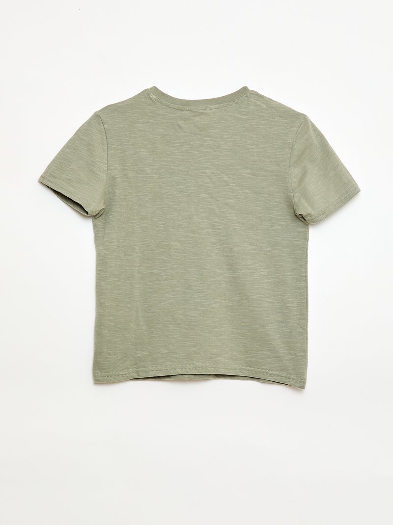 Camiseta con cuello tunecino Verde - Kiabi