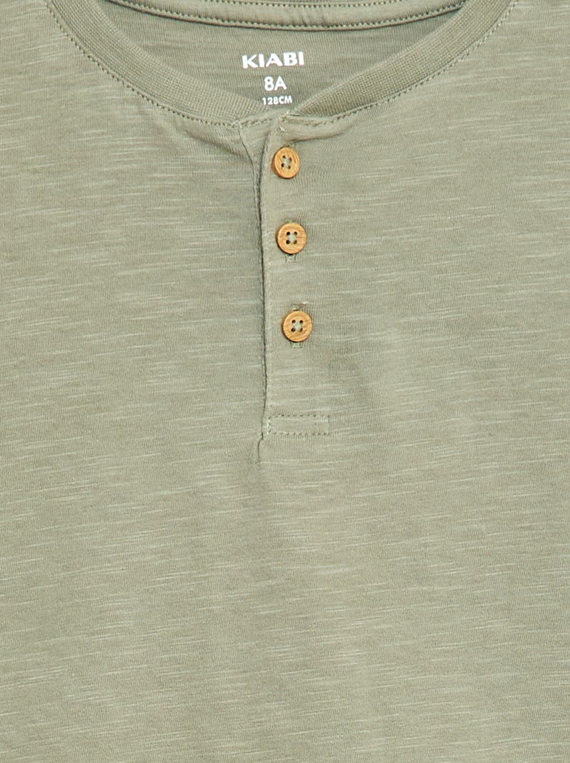 Camiseta con cuello tunecino Verde - Kiabi