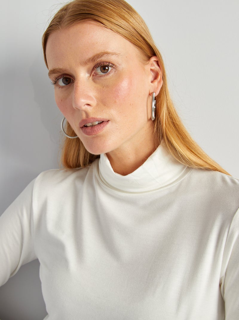 Camiseta con cuello vuelto de punto BLANCO - Kiabi