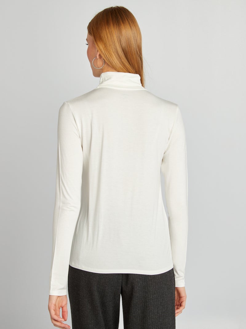 Camiseta con cuello vuelto de punto BLANCO - Kiabi