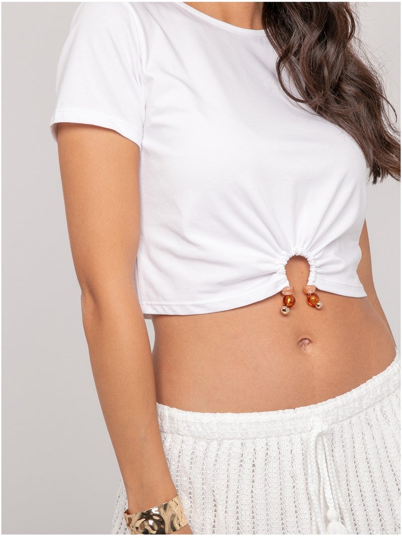 Camiseta con detalle joya FUXIANO Blanco - Kiabi