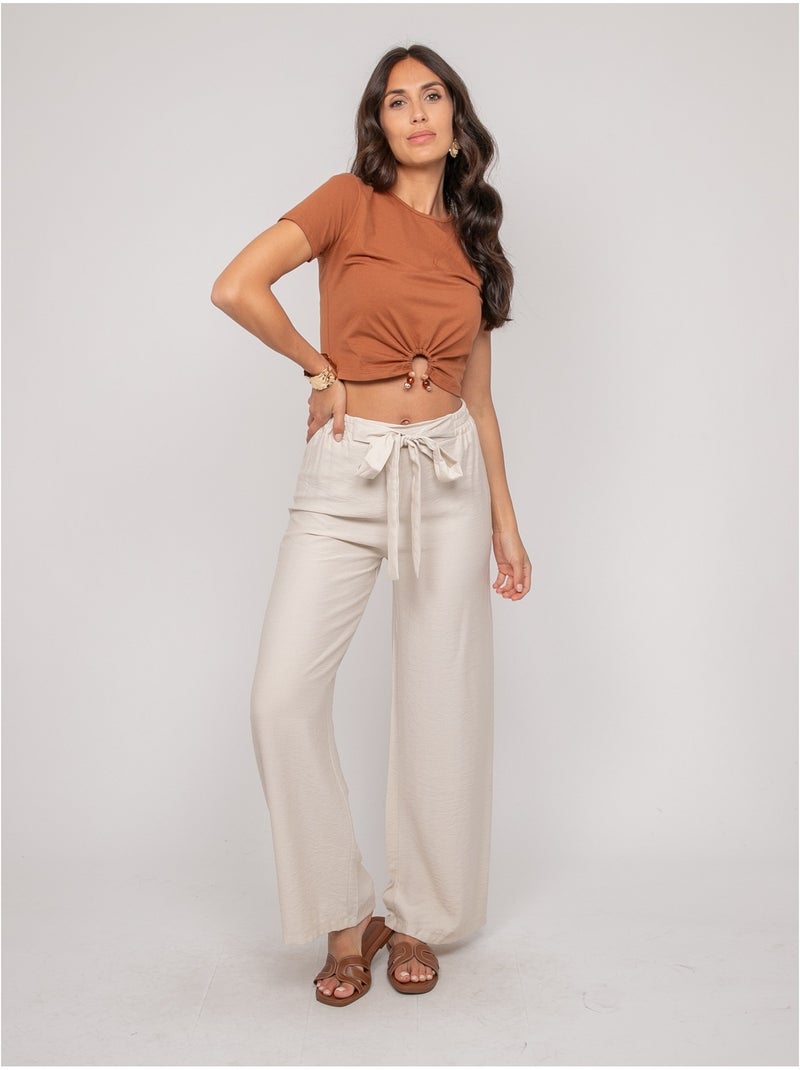 Camiseta con detalle joya FUXIANO Marrón - Kiabi