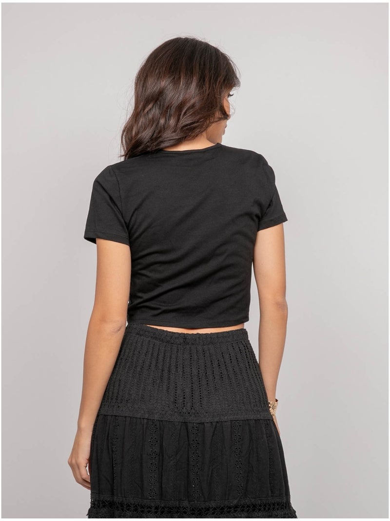 Camiseta con detalle joya FUXIANO Negro - Kiabi