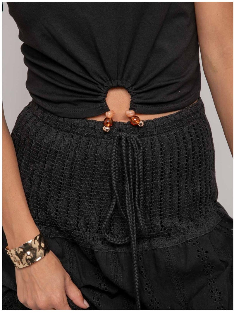 Camiseta con detalle joya FUXIANO Negro - Kiabi