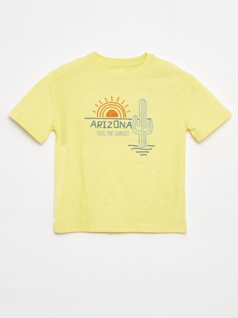 Camiseta con detalles de fantasía y bordados Amarillo - Kiabi