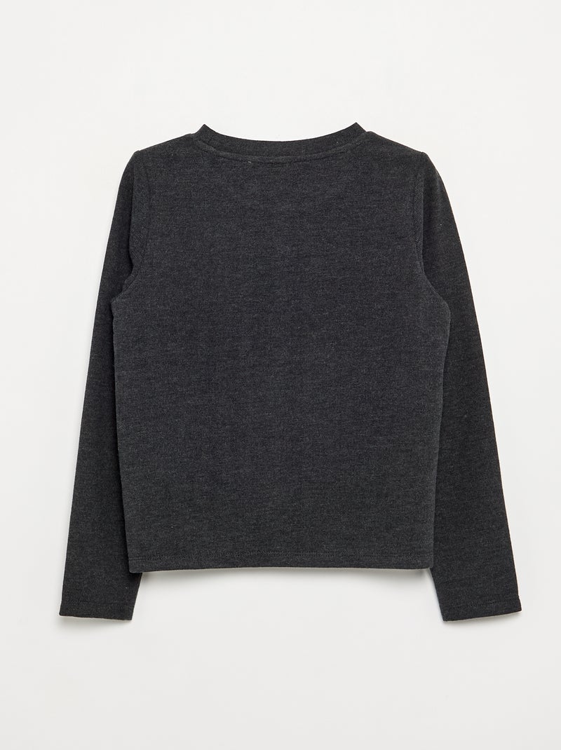 Camiseta con detalles de perlas Gris oscuro - Kiabi