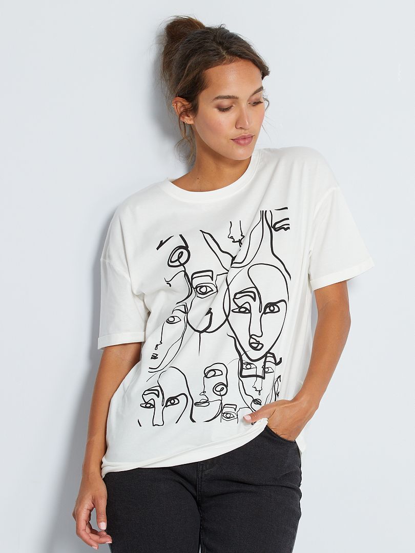 Camiseta con dibujo BLANCO - Kiabi