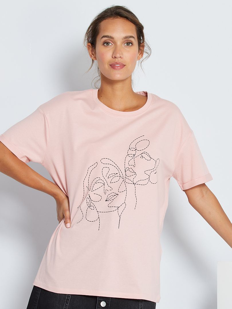 Camiseta con dibujo ROSA - Kiabi