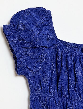 Camiseta con efecto fruncido y bordado inglés