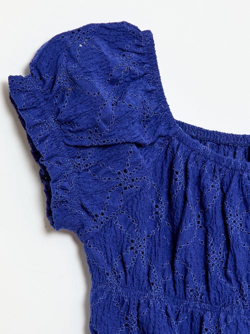 Camiseta con efecto fruncido y bordado inglés - Kiabi