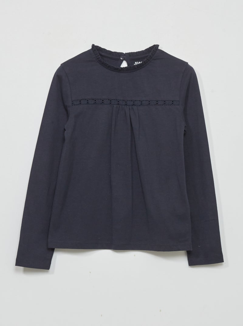 Camiseta con encaje en las mangas azul - Kiabi