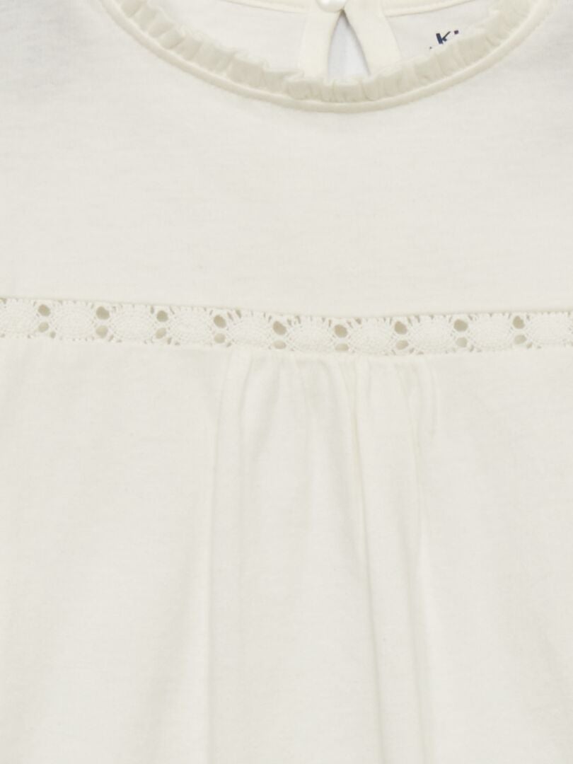 Camiseta con encaje en las mangas Blanco - Kiabi