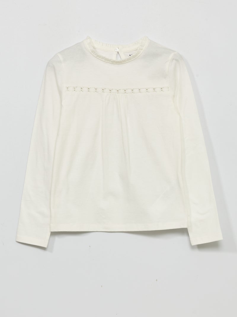 Camiseta con encaje en las mangas Blanco - Kiabi