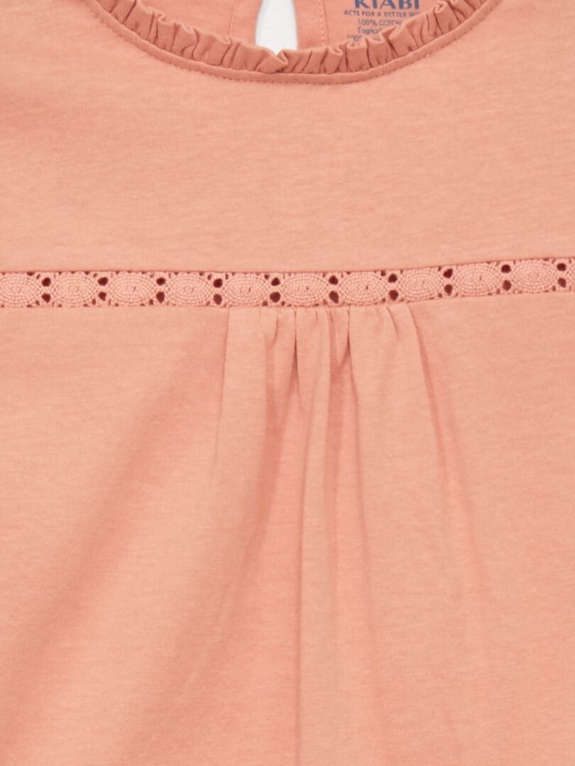 Camiseta con encaje en las mangas rosa - Kiabi