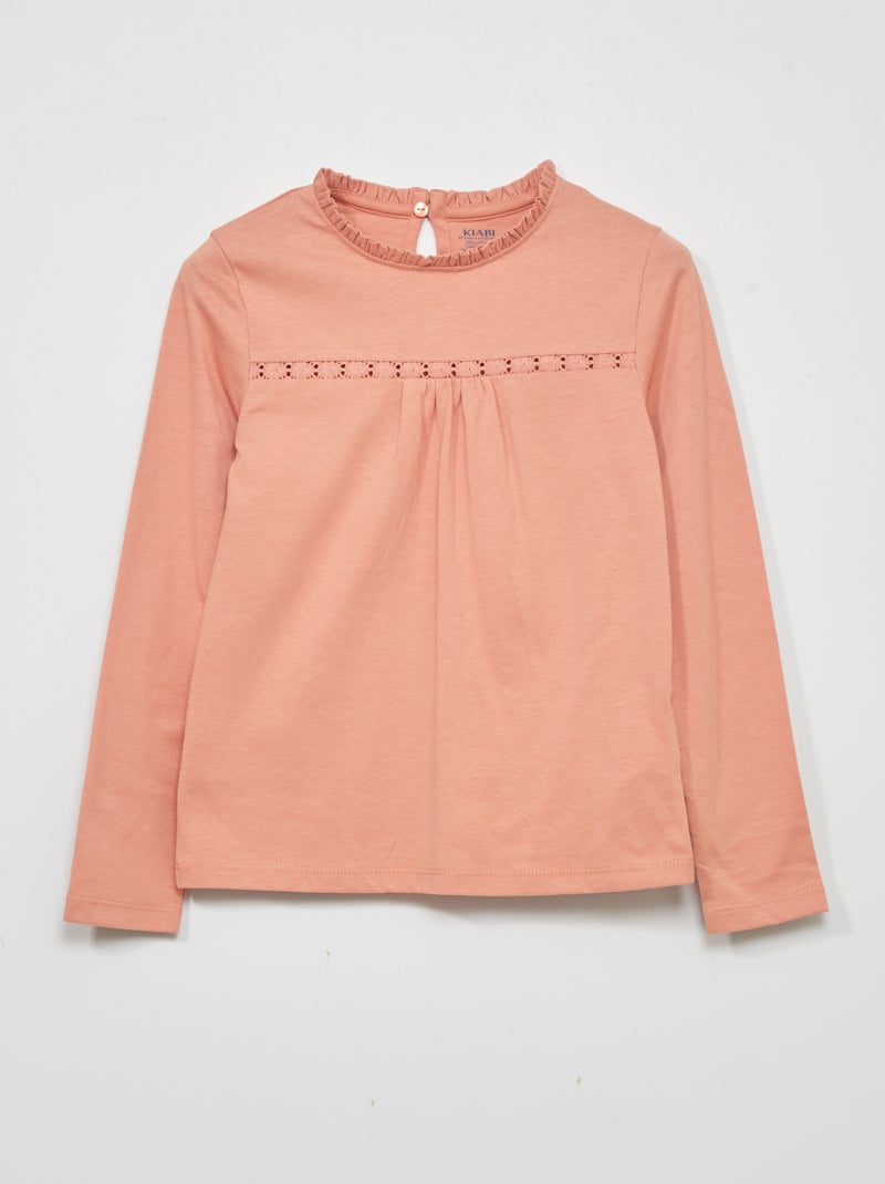 Camiseta con encaje en las mangas rosa - Kiabi
