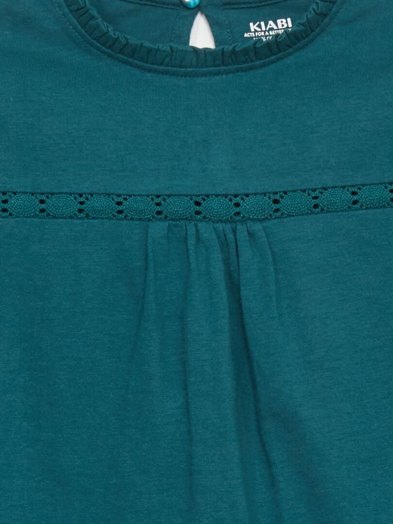 Camiseta con encaje en las mangas VERDE - Kiabi